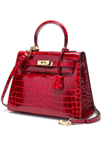 Tiger Lyly Garbo Croc Leather Bag Burgundy 11