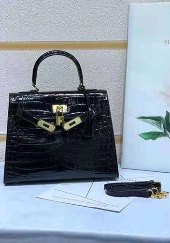 Tiger Lyly Garbo Croc Leather Bag Black 10