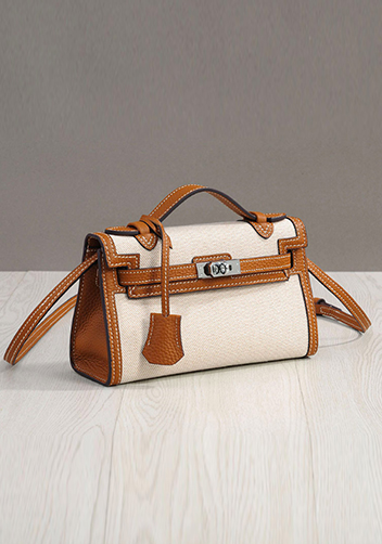 Tiger Lyly Garbo Leather With Canvas Bag 9 Brown