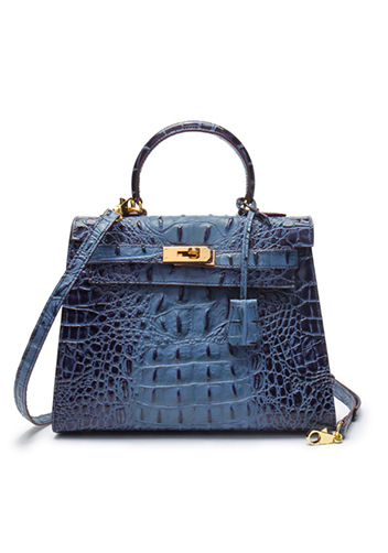 Tiger Lyly Garbo 3D Croc Leather Bag Blue 11