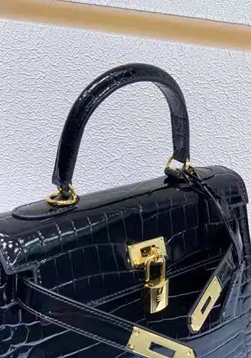 Tiger Lyly Garbo Croc Leather Bag Black 10