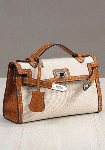 Tiger Lyly Garbo Leather With Canvas Bag 9 Brown