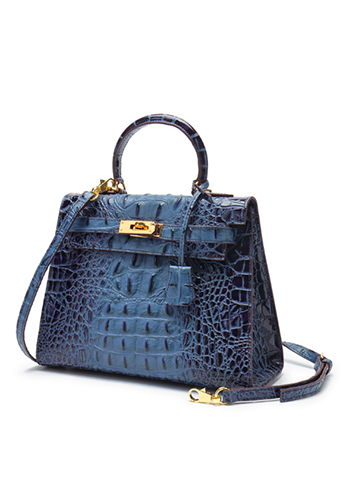 Tiger Lyly Garbo 3D Croc Leather Bag Blue 11