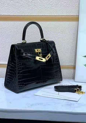 Tiger Lyly Garbo Croc Leather Bag Black 10