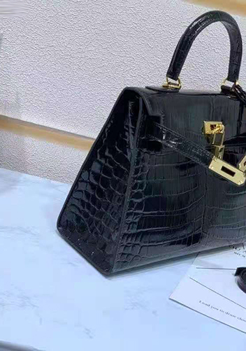 Tiger Lyly Garbo Croc Leather Bag Black 10