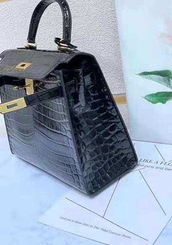 Tiger Lyly Garbo Croc Leather Bag Black 10