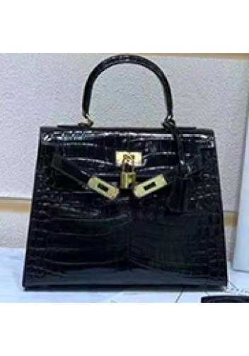 Tiger Lyly Garbo Croc Leather Bag Black 10