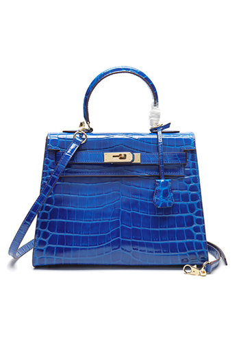 Tiger Lyly Garbo Croc Leather Bag Blue 10