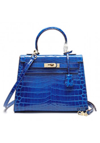 Tiger Lyly Garbo Croc Leather Bag Blue 10