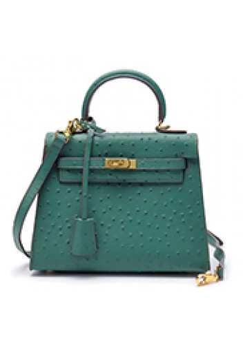Tiger Lyly Garbo Ostrich Leather Bag Green 11''