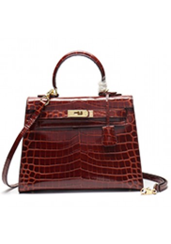 Tiger Lyly Garbo Croc Leather Bag Brown 10