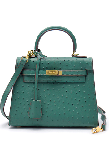 Tiger Lyly Garbo Ostrich Leather Bag Green 11''