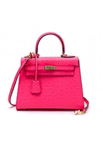 Tiger Lyly Garbo Ostrich Leather Bag Hot Pink 11''