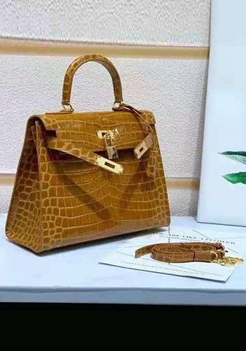 Tiger Lyly Garbo Croc Leather Bag Camel 10