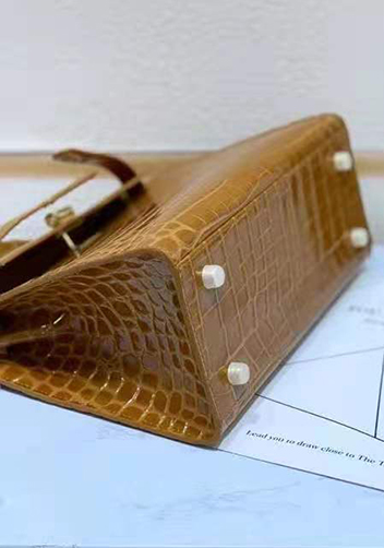 Tiger Lyly Garbo Croc Leather Bag Camel 10