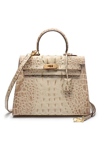 Tiger Lyly Garbo 3D Croc Leather Bag Light Beige 11