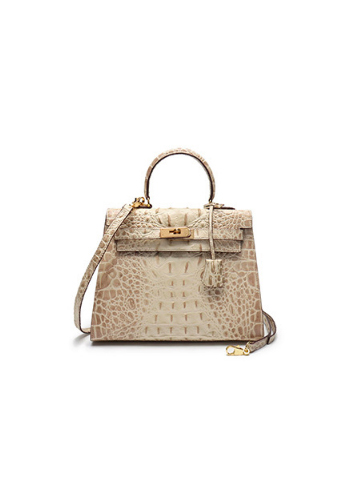 Tiger Lyly Garbo 3D Croc Leather Bag Light Beige 11