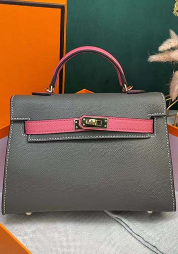 Tiger Lyly Garbo Leather Bag Grey Hot Pink 9