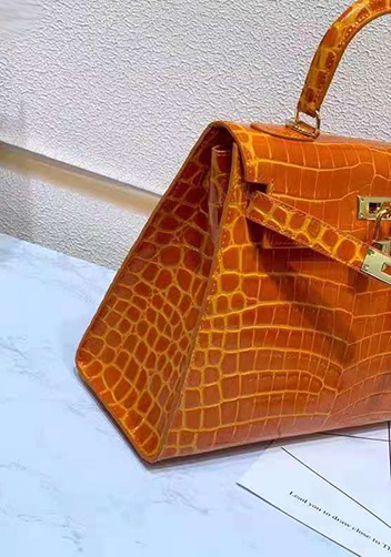 Tiger Lyly Garbo Croc Leather Bag Orange 10