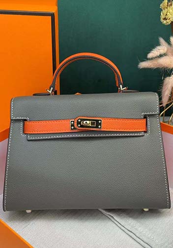 Tiger Lyly Garbo Leather Bag Grey Orange 9