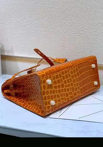 Tiger Lyly Garbo Croc Leather Bag Orange 10