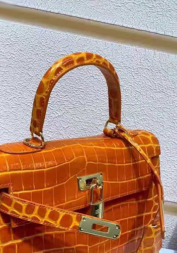 Tiger Lyly Garbo Croc Leather Bag Orange 10