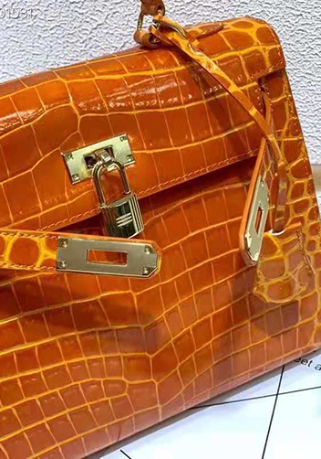 Tiger Lyly Garbo Croc Leather Bag Orange 10