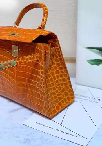 Tiger Lyly Garbo Croc Leather Bag Orange 10