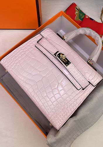 Tiger Lyly Garbo Croc Cowhide Leather Bag Pink 9