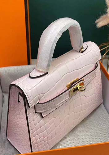 Tiger Lyly Garbo Croc Cowhide Leather Bag Pink 9