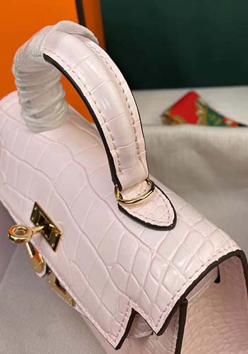Tiger Lyly Garbo Croc Cowhide Leather Bag Pink 9