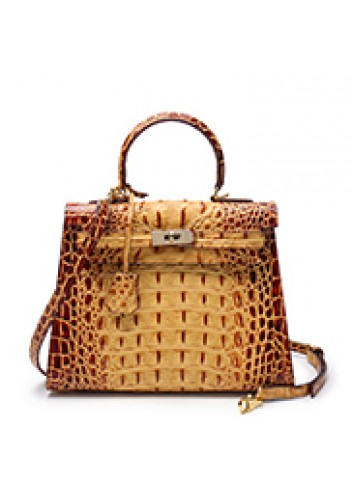 Tiger Lyly Garbo 3D Croc Leather Bag Camel 11