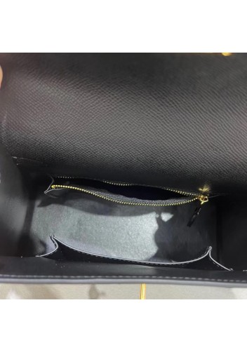 Tiger Lyly Garbo Cowhide Leather Two Side Bag Gold Hardware Black