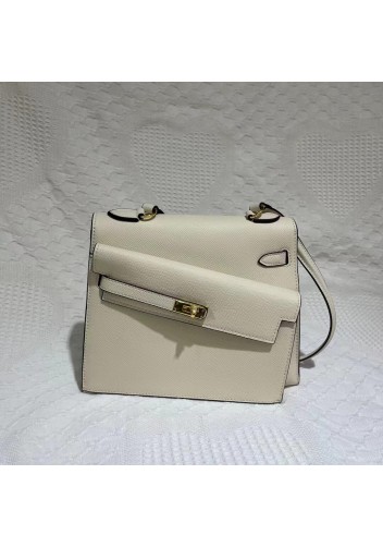 Tiger Lyly Garbo Cowhide Leather Two Side Bag Gold Hardware White