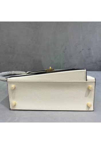 Tiger Lyly Garbo Cowhide Leather Two Side Bag Gold Hardware White