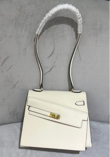 Tiger Lyly Garbo Cowhide Leather Two Side Bag Gold Hardware White