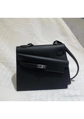 Tiger Lyly Garbo Cowhide Leather Two Side Bag Sliver Hardware Black