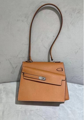 Tiger Lyly Garbo Cowhide Leather Two Side Bag Sliver Hardware Camel