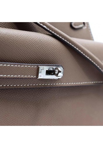 Tiger Lyly Garbo Cowhide Leather Two Side Bag Sliver Hardware Grey