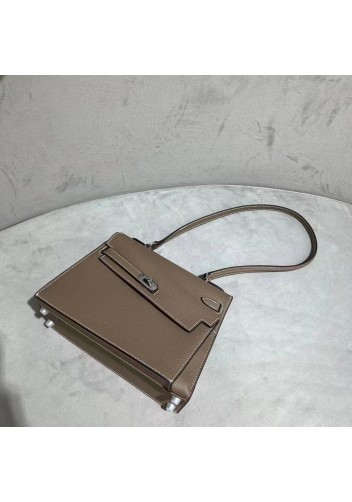 Tiger Lyly Garbo Cowhide Leather Two Side Bag Sliver Hardware Grey