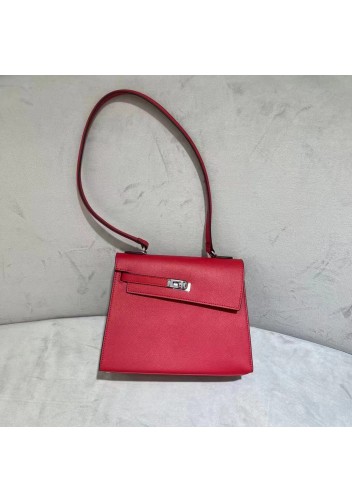 Tiger Lyly Garbo Cowhide Leather Two Side Bag Sliver Hardware Red