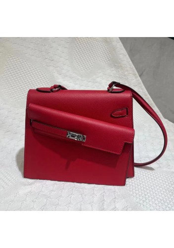 Tiger Lyly Garbo Cowhide Leather Two Side Bag Sliver Hardware Red