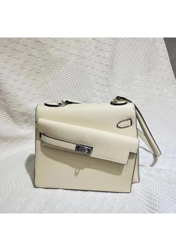 Tiger Lyly Garbo Cowhide Leather Two Side Bag Sliver Hardware White