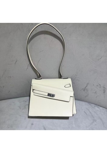 Tiger Lyly Garbo Cowhide Leather Two Side Bag Sliver Hardware White