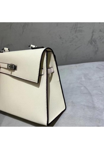 Tiger Lyly Garbo Cowhide Leather Two Side Bag Sliver Hardware White