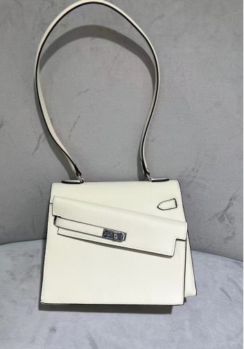 Tiger Lyly Garbo Cowhide Leather Two Side Bag Sliver Hardware White