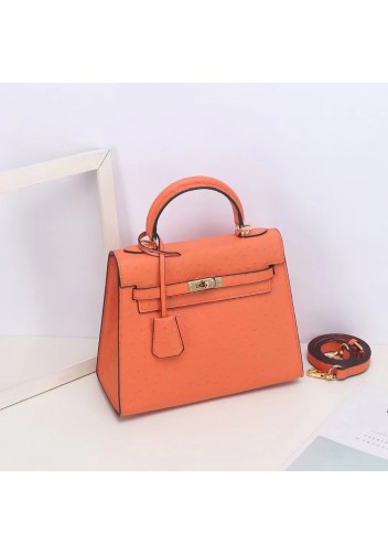 Tiger Lyly Garbo Ostrich Leather Bag Orange10’’