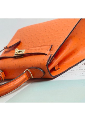 Tiger Lyly Garbo Ostrich Leather Bag Orange10’’