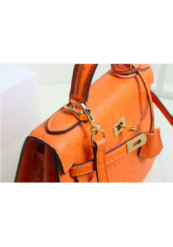 Tiger Lyly Garbo Ostrich Leather Bag Orange10’’