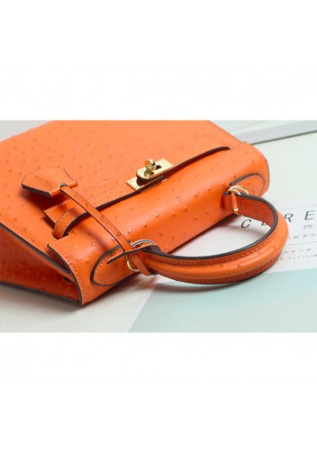 Tiger Lyly Garbo Ostrich Leather Bag Orange10’’